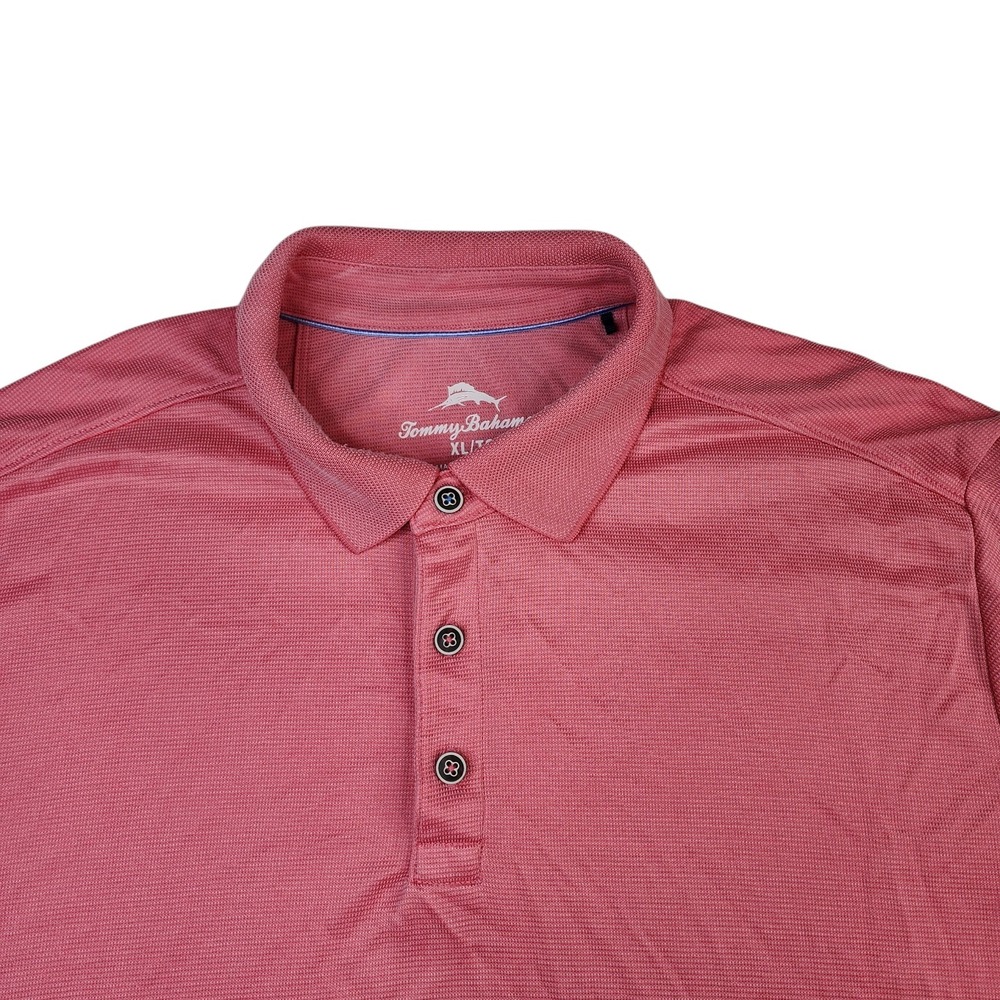 Tommy Bahama Polo Shirt Mens‎ XL Extra Large Pink Tencel Poly Blend Short Sleeve